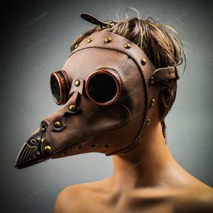 Plague Doctor Long Nose Mask Steampunk - Brown